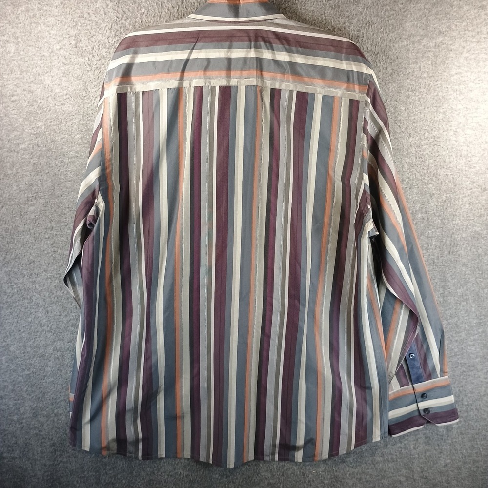 Kenneth Cole Button Down Dress Shirt Mens XXL Striped Pocket‎ Silk Blend 2XL - Picture 5 of 8